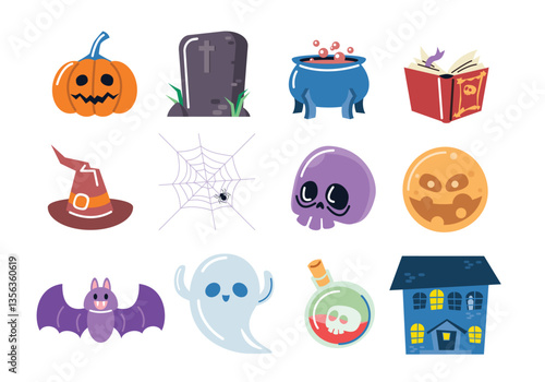 Cute Halloween Elements Vector Set