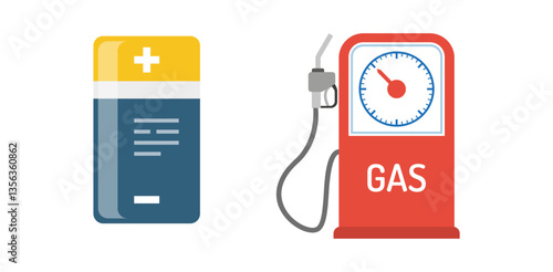 Set energy power flat icons