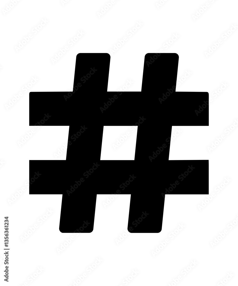 Obraz premium Hashtag icon filled with black