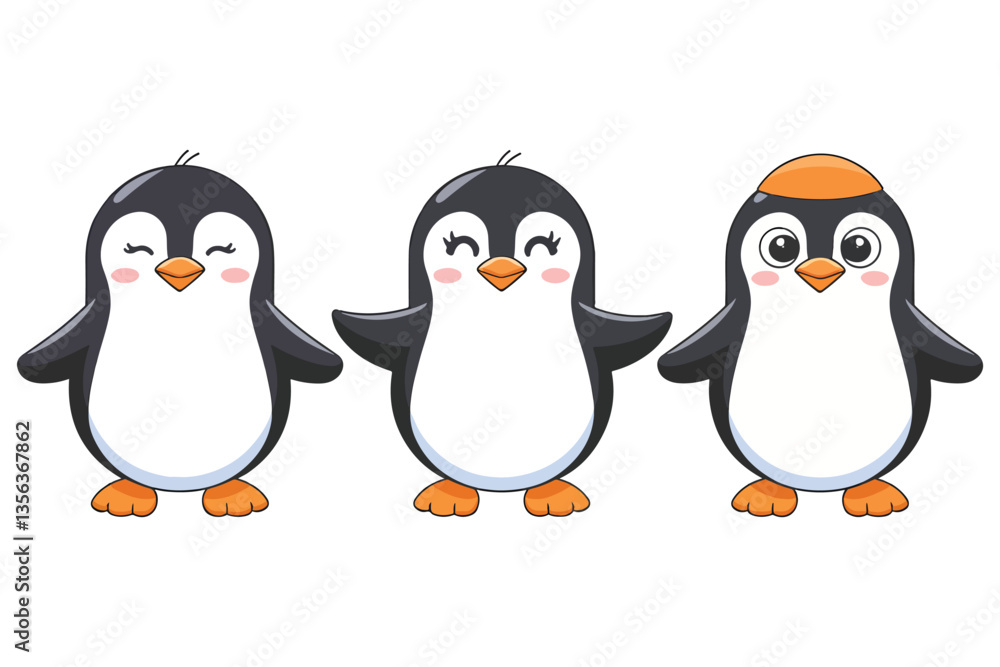 Penguin set vector illustration isolated on white background Penguin set vector illustration isolated on white background