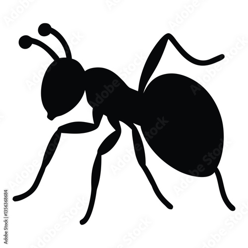 Black Ant Silhouette Vector – Insect Clipart & Icon