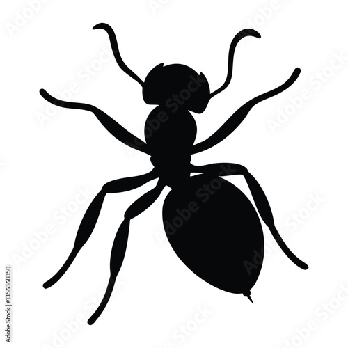 Black Ant Silhouette Vector – Insect Clipart & Icon