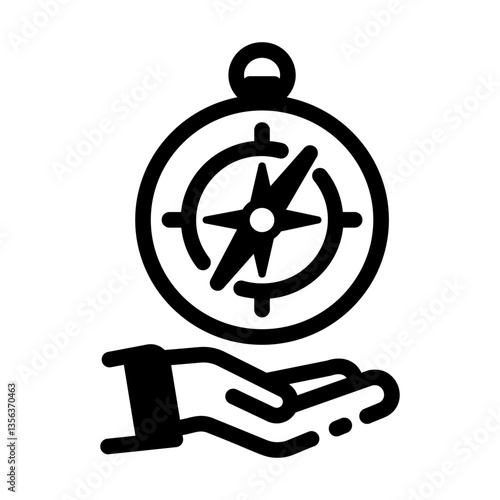 A linear style icon of directional compass 
