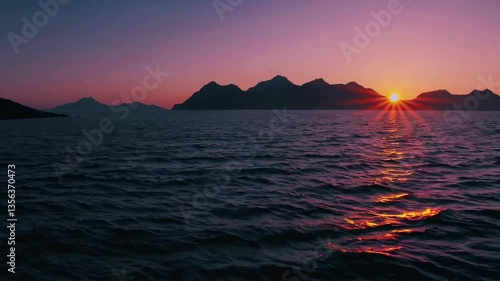 Wallpaper Mural Vibrant ocean sunset over majestic mountains with pink and orange reflections Torontodigital.ca