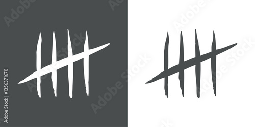 Logo tally marks. Número 5. Contador de líneas de palos de pared