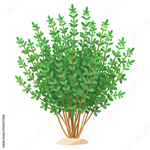 bushy thyme plant with tiny aromatic leaves