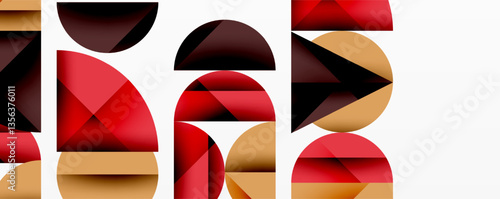 Abstract geometric pattern with intersecting circles and triangles in gradients. The high-contrast composition creates depth and a dynamic, modern aesthetic