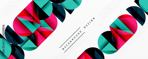 Abstract geometric pattern with intersecting circles and triangles in gradients. The high-contrast composition creates depth and a dynamic, modern aesthetic