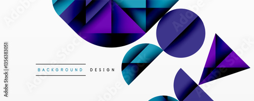 Abstract geometric pattern with intersecting circles and triangles in gradients. The high-contrast composition creates depth and a dynamic, modern aesthetic