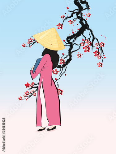Vietnamese woman in traditional ao dai