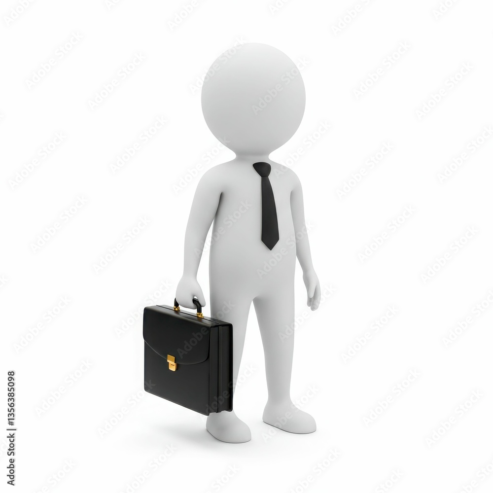 Business figure holding a briefcase in a minimalist style Business figure holding a briefcase in a minimalist style