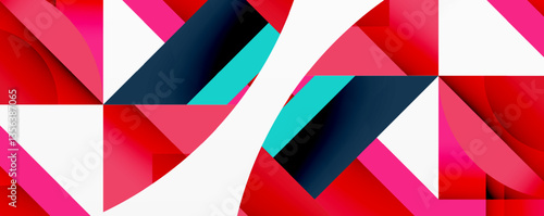 Abstract geometric composition with interlocking circular and angular shapes, featuring smooth gradients and sharp contrasts on a white background