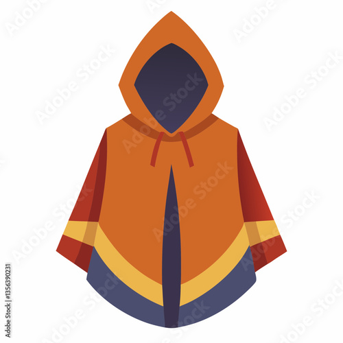 hooded poncho with asymmetric hem