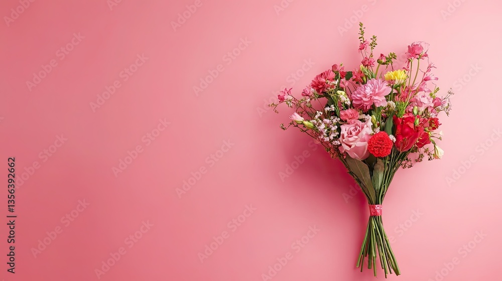 Obraz premium A female florist creates a bouquet, with space for a logo next to it 