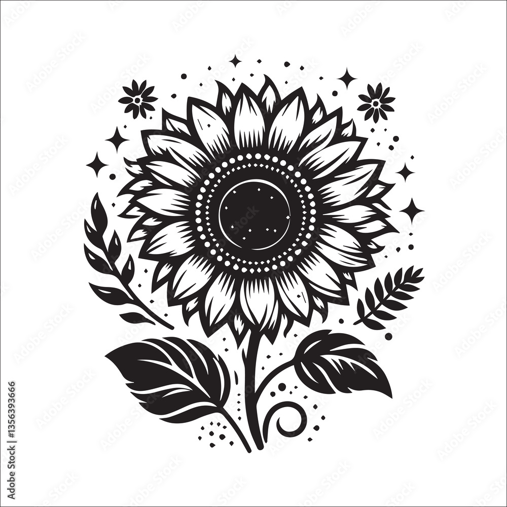 Sunflower SVG Cutting File, Flowers PNG black Sunflower SVG Cutting File, Flowers PNG black
