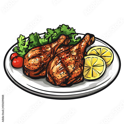 Grilled Jerk Chicken Legs with Lemon and Greens