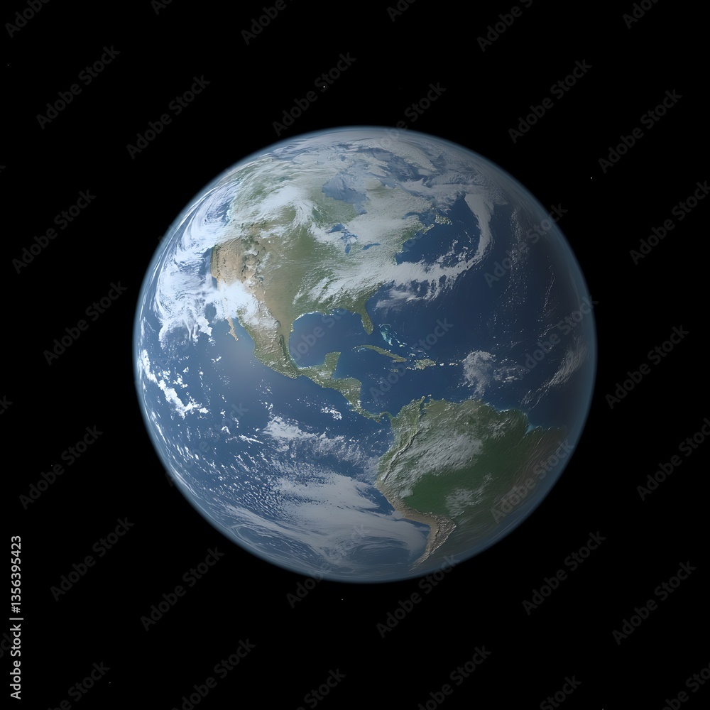 Fototapeta premium A photorealistic rendering of the beautiful planet earth in space