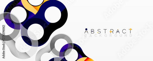 Abstract geometric pattern with interlocking circular and tubular shapes featuring smooth gradients, sharp contrasts, and dynamic layering