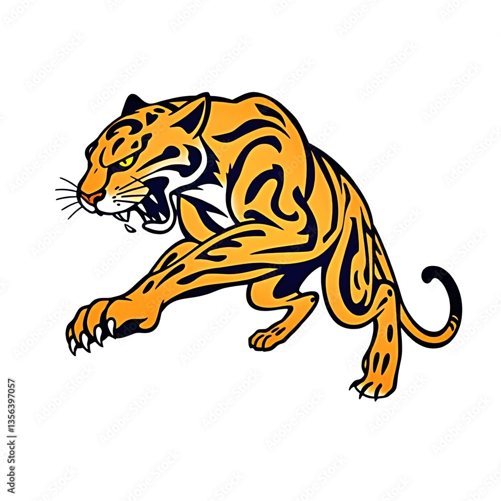 Obraz premium Wild striped tiger vector illustration, a feline predator