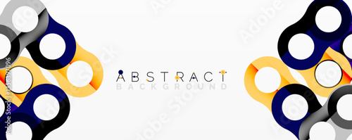 Abstract geometric pattern with interlocking circular and tubular shapes featuring smooth gradients, sharp contrasts, and dynamic layering