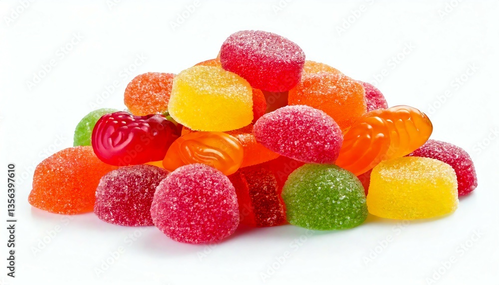 Vibrant pile of assorted fruit-flavored jellies. Vibrant pile of assorted fruit-flavored jellies.