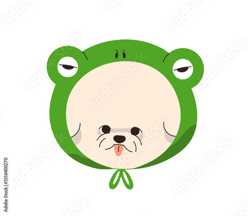 Bichon Frise dog, funny canine animal avatar. Adorable comic puppy head, muzz...
