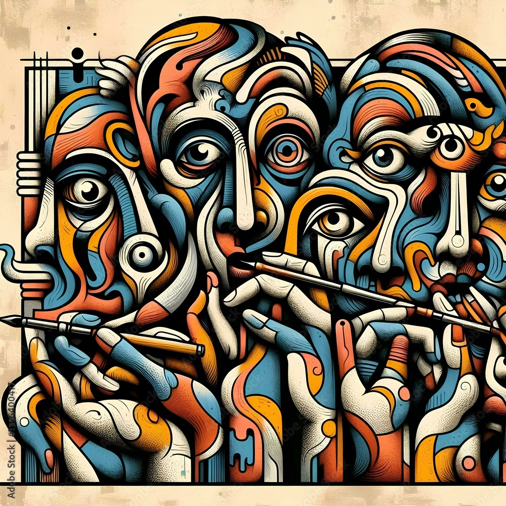 Fototapeta premium graffiti style art illustration made on the wall 76