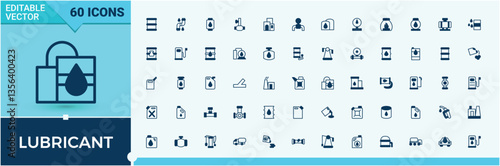 Lubricant icon set in linear style. Contains such symbols as oil, oil distribution, gas, fuel. Oils vector line icon set. Modern vector UI icons. Pixel perfect. Vector line and solid icons.