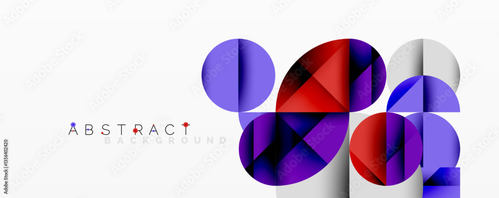 Obraz premium Modern abstract composition with layered circles and angular segments featuring gradients, transparency effects, and a structured geometric layout