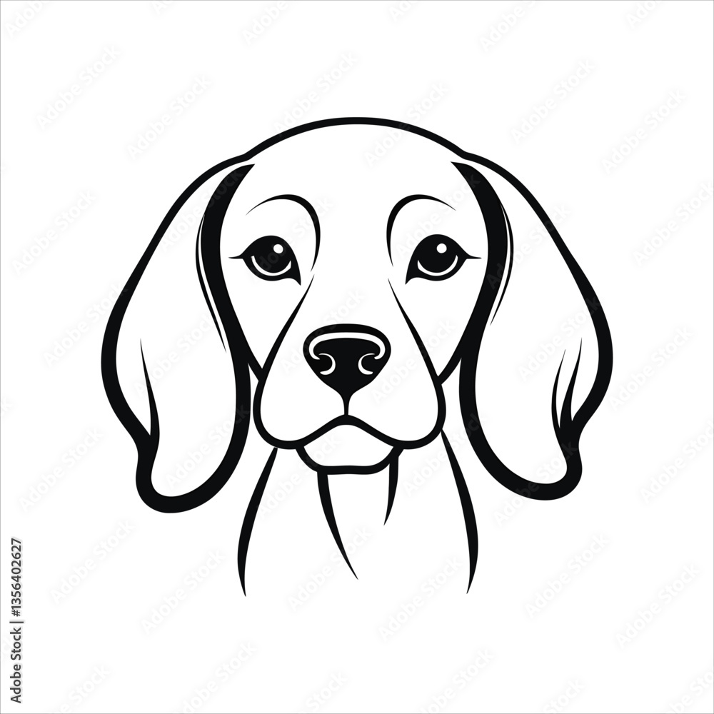 beagle dog vector illustration-Minimalist Black and White Beagle Dog Face Line Art Drawing beagle dog vector illustration-Minimalist Black and White Beagle Dog Face Line Art Drawing