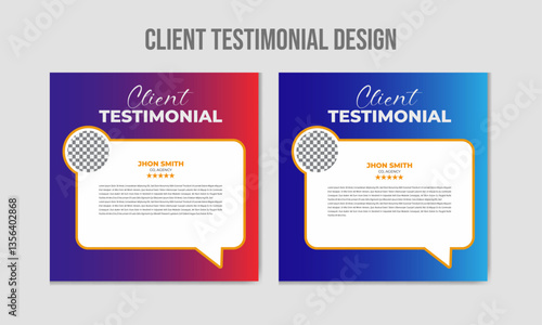 creative two gradient colorful variation modern and clean client testimonial design for social media post, professional  client testimonial bundle design with circular shape, stylish and abstract set,