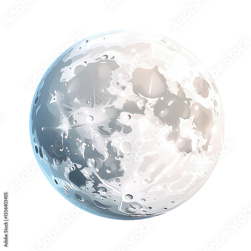 Cartoon moon isolated on white or transparent background, png clipart, design element