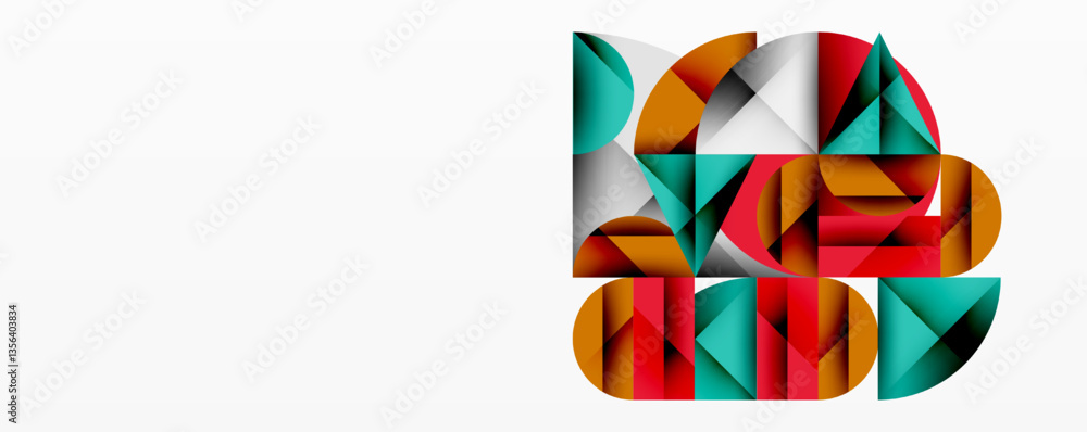 Abstract geometric artwork with overlapping circles and gradients, circle square triangle shapes background featuring sharp angular cuts, smooth shading, and structured layered composition Abstract geometric artwork with overlapping circles and gradients, circle square triangle shapes background featuring sharp angular cuts, smooth shading, and structured layered composition