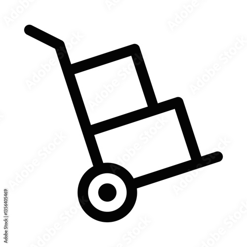 Hand truck dolly with stacked boxes. Vector icon. Editable stroke.
