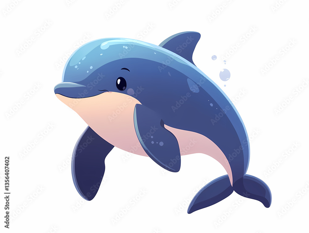 Fototapeta premium Cartoon Dolphin Illustration
