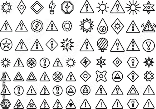 A comprehensive collection of black outline icons representing various design, creative, and art tools.