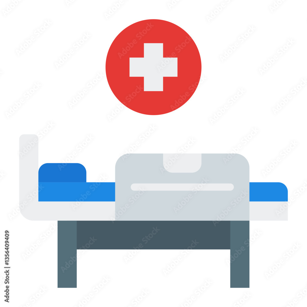 Fototapeta premium Healthcare Bed Icon. Flat Icon