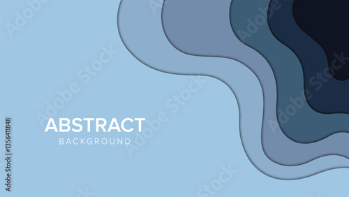 Abstract Blue Paper Cut Wave Background