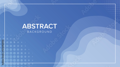 Abstract blue background with fluid waves and halftone design