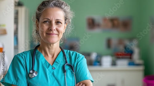 Female veterinarian in an old rural clinic 