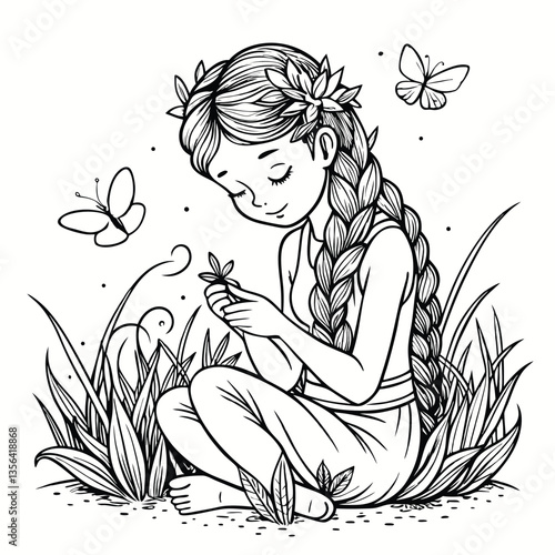 Fairy Tale Line Art for Coloring Book