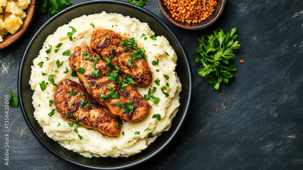 custom made wallpaper toronto digitalCreamy mashed potatoes topped with seasoned chicken, garnished with parsley, and served with