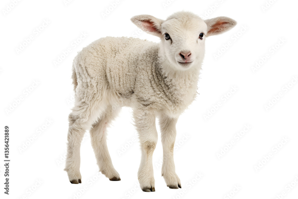 Obraz premium Cute sheep isolated on transparent png background