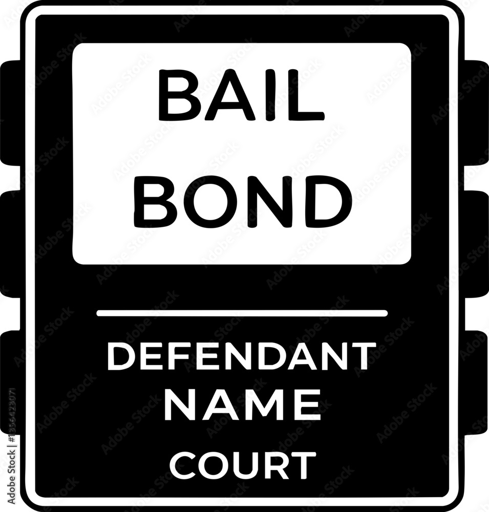 Criminal Law Restrictions concept. Bail bond sign with placeholder text for legal information. Criminal Law Restrictions concept. Bail bond sign with placeholder text for legal information.