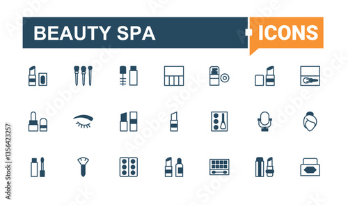 Beauty Spa icon set in linear style. Contains related to beauty, relax, salon, parlour, spa, cosmetic and more. Beauty Parlour icon. Modern icons collection. Conceptual pictogram and infographic.