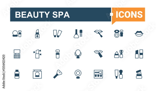 Beauty Spa icon set in linear style. Contains related to beauty, relax, salon, parlour, spa, cosmetic and more. Beauty Parlour icon. Modern icons collection. Conceptual pictogram and infographic.