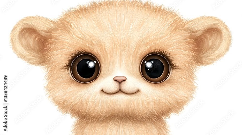 Obraz premium Adorable cartoon baby animal with big eyes.