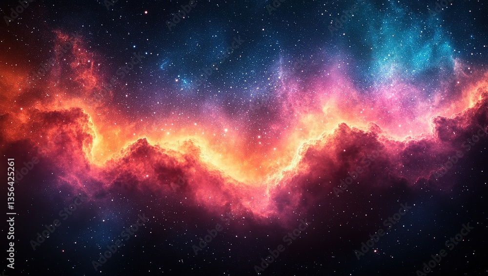 Obraz premium Vivid Cosmic Cloudscape Breathtaking Nebula with Sparkling Stars and Deep Space Visuals