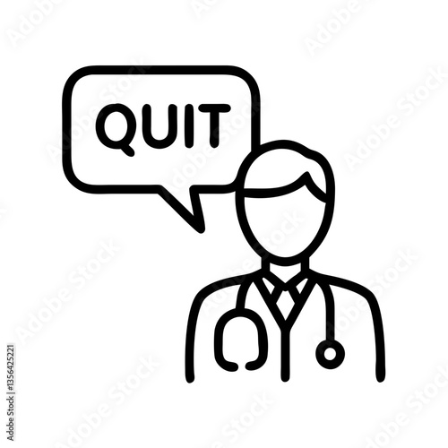 Medical Professional Declaring Quit in Speech Bubble  