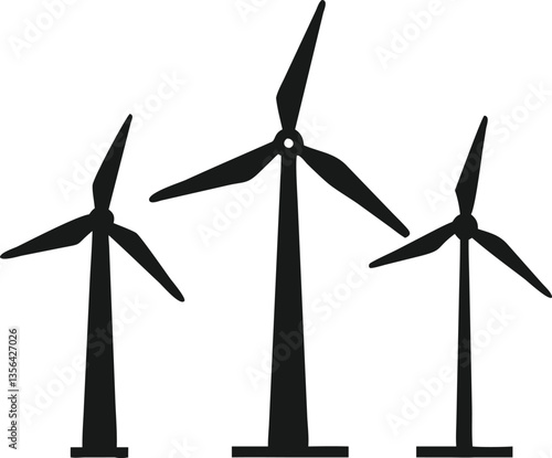 Simple Illustration of Three Wind Turbines